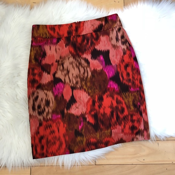 [J.Crew] Ikat Floral Silk Skirt - Picture 2 of 5